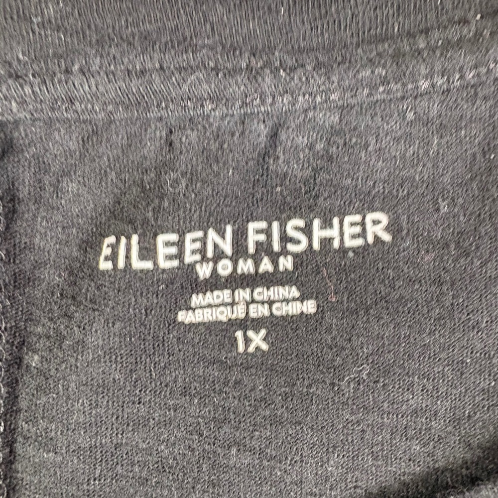 EILEEN FISHER Women's 1X Organic Cotton Tee Black Basic Boxy Comfort Everyday - Picture 5 of 9